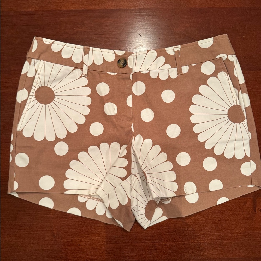 Barbie Tan and Cream Floral Polka Dot High Waist Shorts